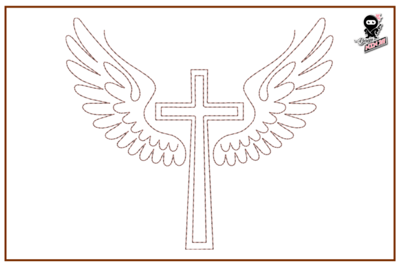 Cross with Wings Redwork for Holiday Gifts