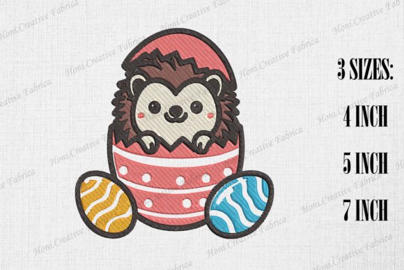Cute Hedgehog Peeking from Easter Egg